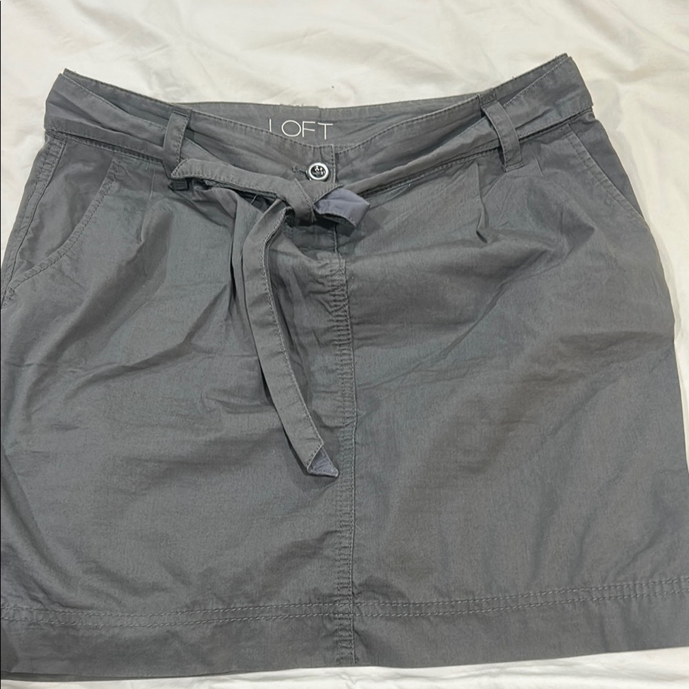 LOFT Charcoal Tie-Waist Skirt